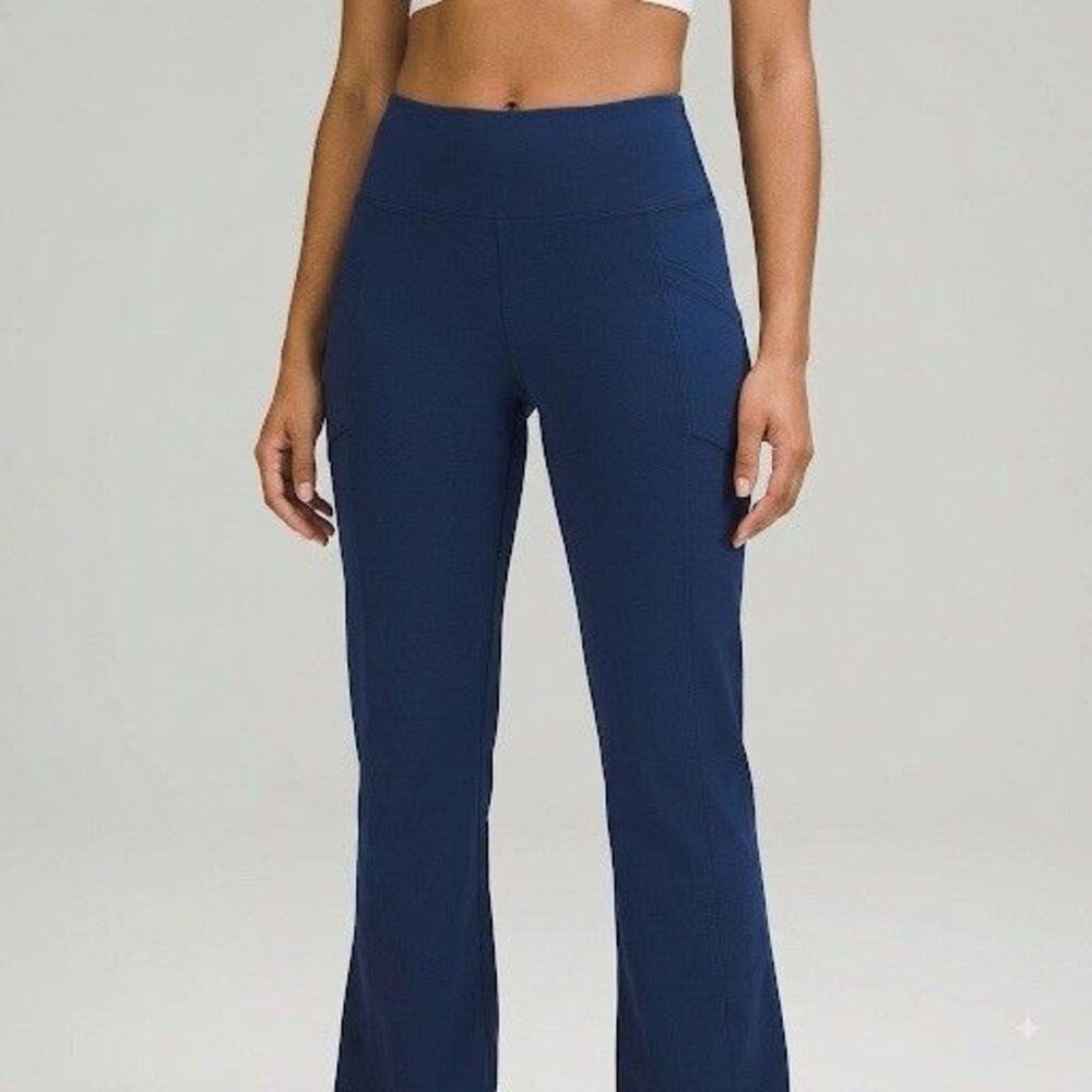 Women’s Sz L Starting Point Pants Performance Bootcut Solid Blue Side Pockets